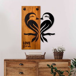 Wallity Love Birds 5 Escultura de pared de madera y metal